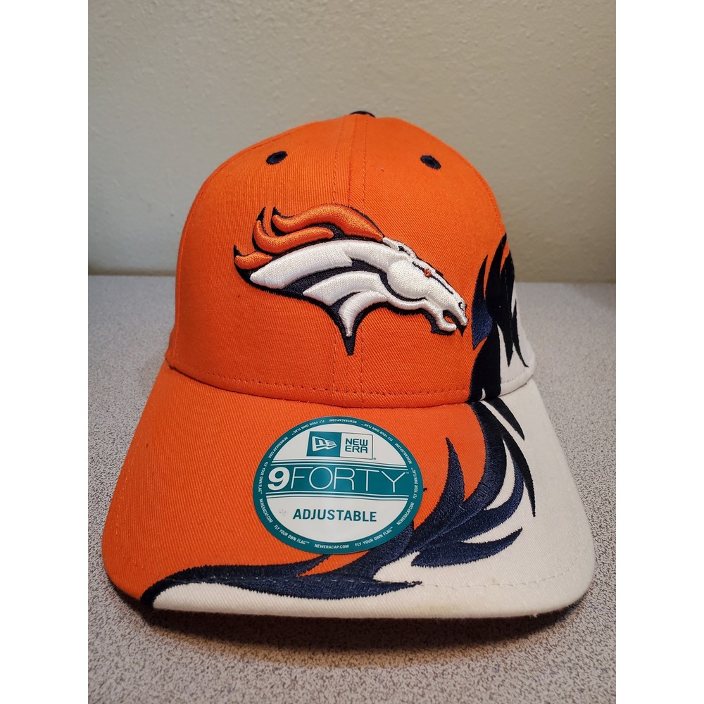 New Era 9FORTY Denver Broncos NFL Hat Orange White Heat Seaker Adjustable Cap